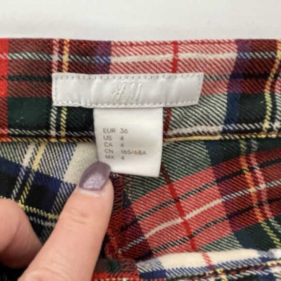 H&M Tartan Plaid Ankle Cropped Pants Women's Size 4 - Picture 4 of 8